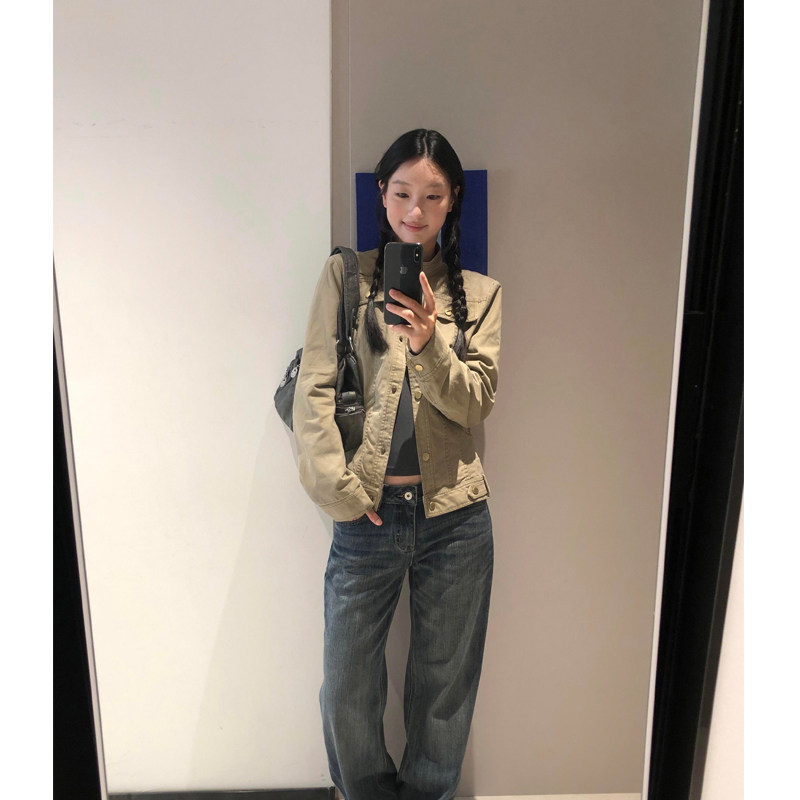 水洗立领夹克短外套女早秋季新款图片