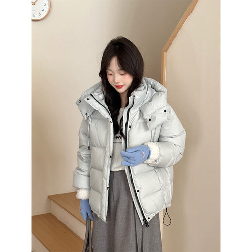 加厚款保暖白鸭绒羽绒服百搭连帽