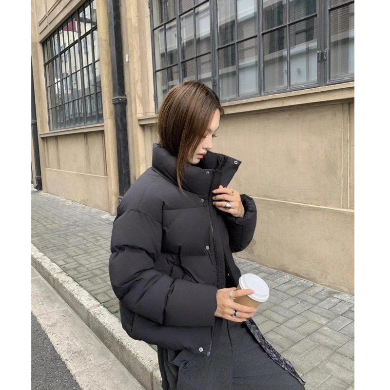 2025冬款加厚保暖白鸭绒羽绒服时尚韩版短款女上衣防风保暖面包服