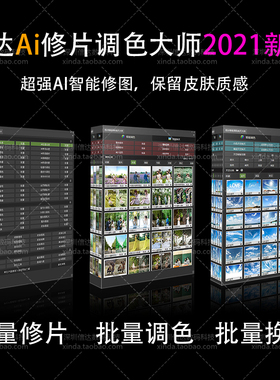 正版信达AI修片大师PS插件批量自动质感修图一键磨皮调色瘦脸天空