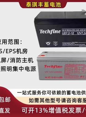 Techfine泰琪丰蓄电池UD12V7A9A12A17A24A38A40A65A100A120AH应急