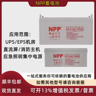 NPP耐普 铅酸免维护胶体蓄电池NPG12-100100AH 直流屏UPS EPS电源