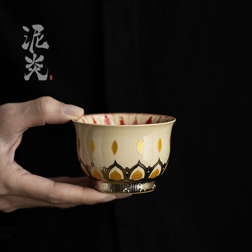 敦煌飞天个人专用茶杯 中式釉上彩陶瓷功夫茶杯 德化手工礼盒装