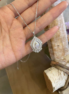 s925纯银手工拉丝水滴钻佛塔项链女ins轻奢小众高级感锁骨链颈链