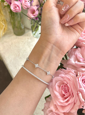 设计师小众925纯银半钻手镯女