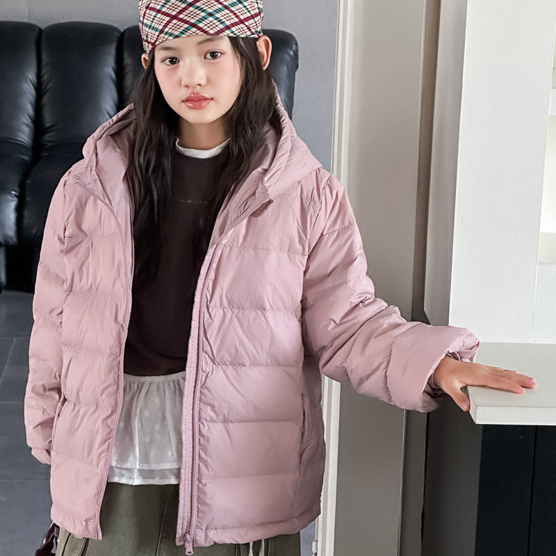 秋冬季儿童轻薄羽绒服男童女童中大童洋气潮90白鸭绒外套时尚百搭