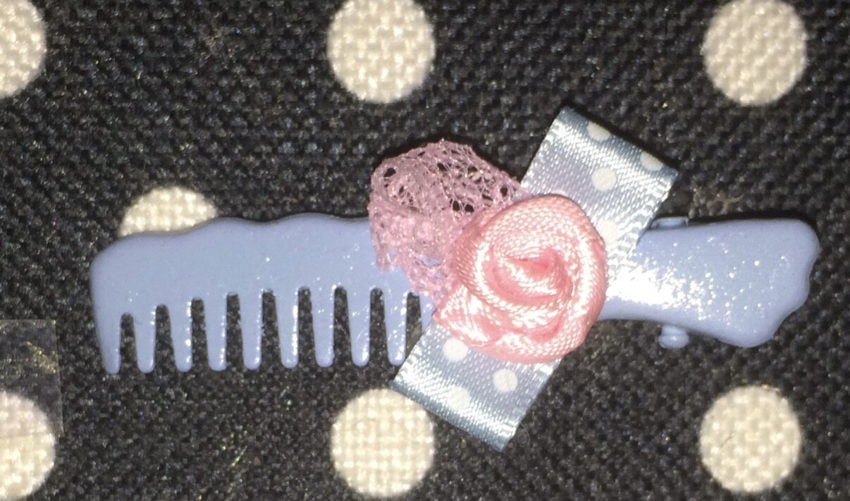 thumbnail for Lightly handwritten homemade small comb hair clip, old-fashioned polka dot INS cute side clip hair accessory