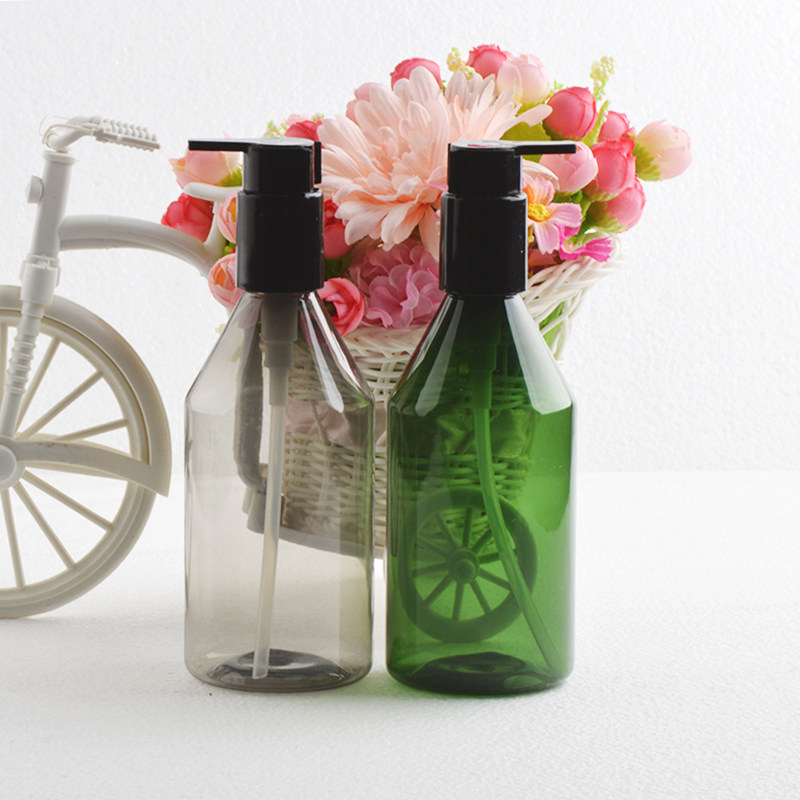 300ML墨绿透黑锥形瓶长嘴大泵头按压式乳液浴液灌装瓶PET包装瓶子,家庭/个人清洁工具,喷瓶/面霜分装瓶,淘宝优惠券,粉丝福利购,淘宝优惠卷