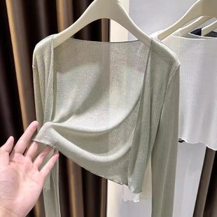 冰丝防晒针织开衫女夏季薄款外搭配吊带裙子披肩短款罩衫外套上衣