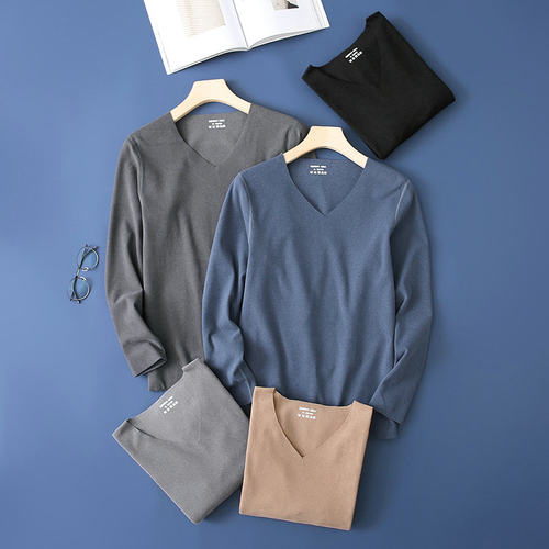 亲肤蓄热一片式裁剪纯色打底衫