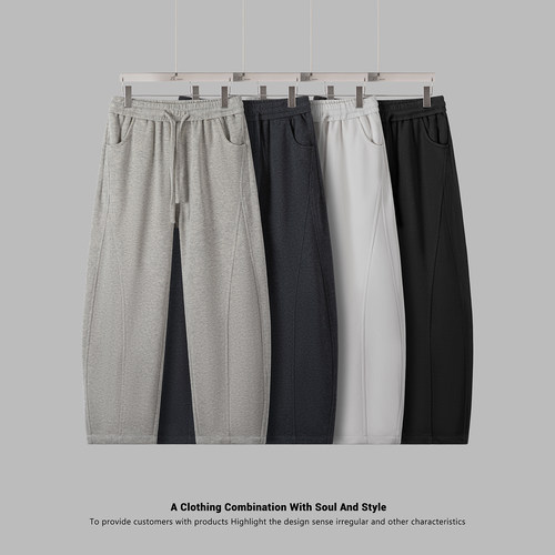 设计师系列！美式小弯刀！客供针织面料！秋季男士直筒休闲裤卫裤