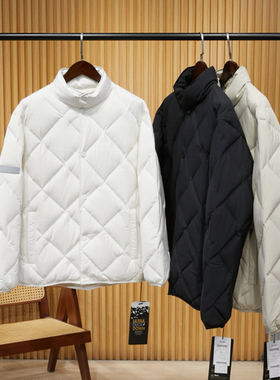 韩单！柜129000！高蓬松鸭绒填充！冬季新款男休闲菱格立领羽绒服