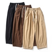 型出色 新款 加绒加厚 版 保暖出色 冬季 男宽松百搭阔腿休闲长裤