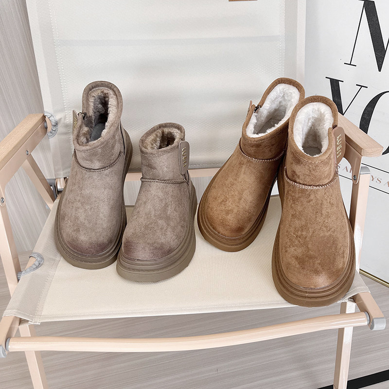 妹子苾入！性价比超高！厚底短筒雪地靴女2024冬季保暖面包毛毛鞋,女鞋,时尚雪地靴,淘宝优惠券,粉丝福利购,淘宝优惠卷