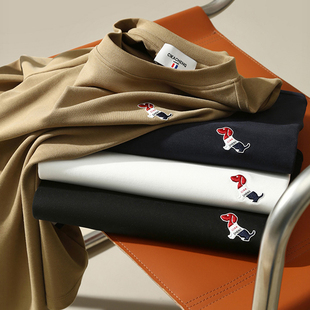 万针刺绣 秋季 新款 礼袋装 长袖 发热保暖 男士 打底T恤 膨体绒