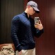老钱风 上衣秋冬打底内搭毛衣 男女针织衫 慵懒麻花纹 半拉链高领