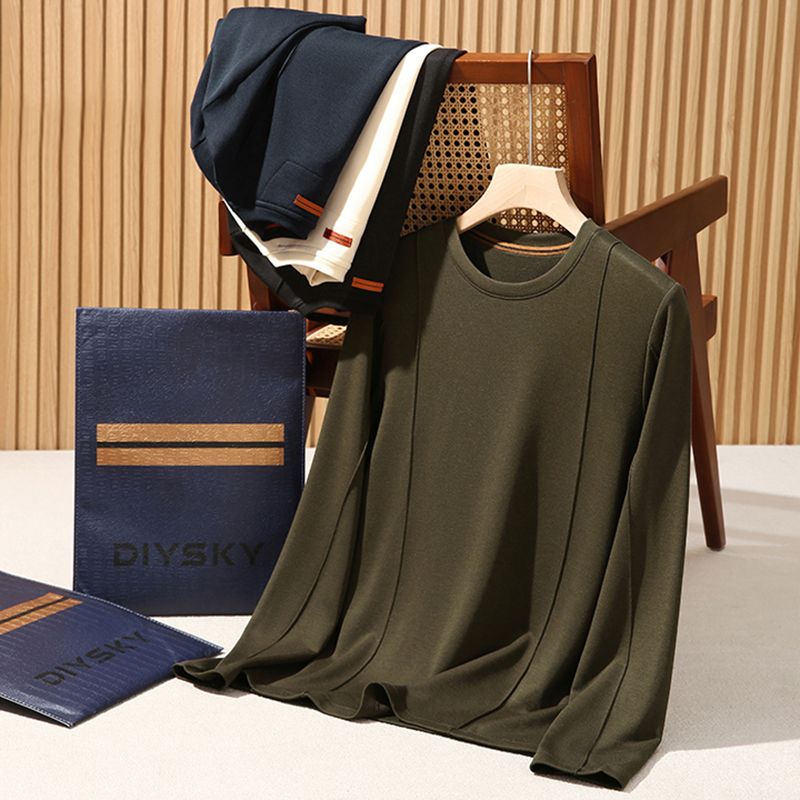 老钱风 天丝绵羊毛混纺 亲肤舒适细腻 男士轻奢休闲打底衫长袖T恤