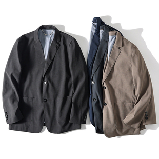 高端商务休闲西服西装 轻奢定位 男士 挺括有型 高级泡泡纱面料