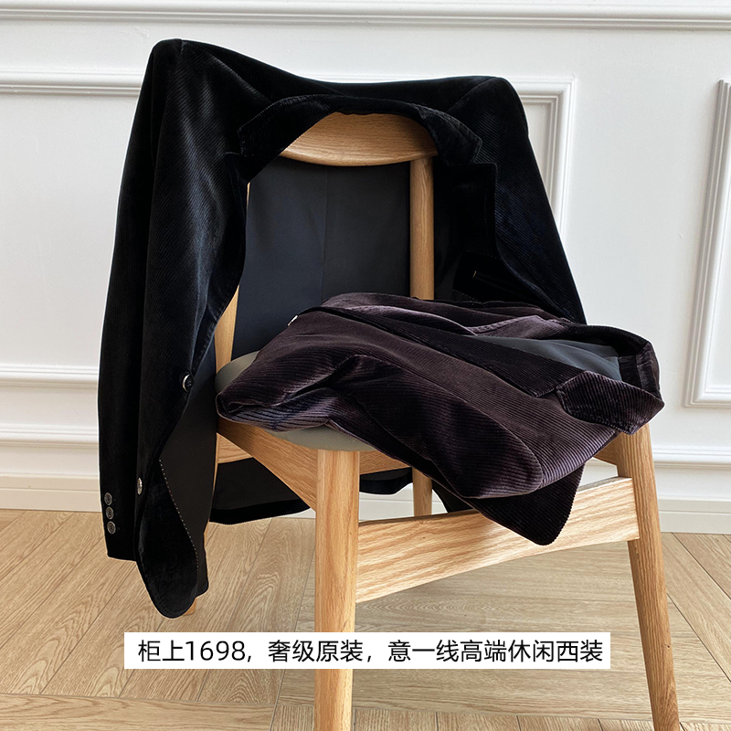 气质英伦风丝绒秋季商务高端西装