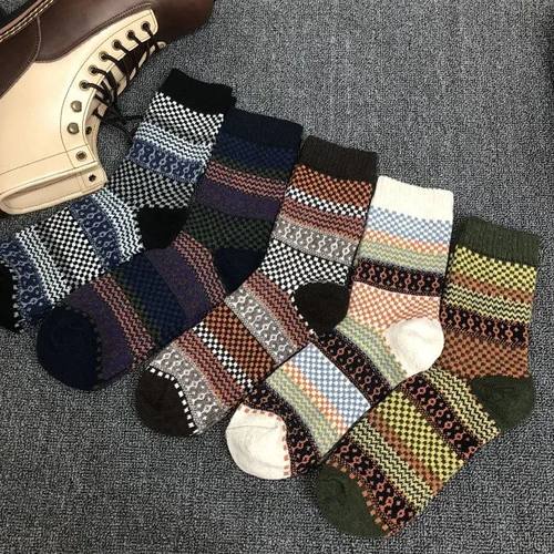 秋冬民族风复古羊毛混纺中筒袜