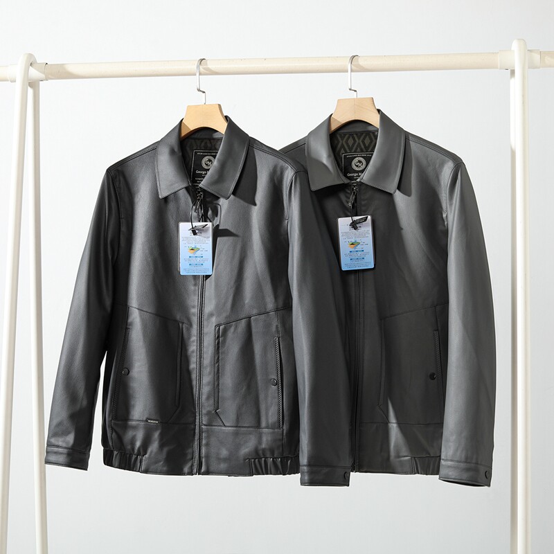线下1000+！進口生态超纤皮！新款男士时尚翻领高端皮衣夹克外套
