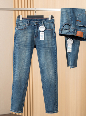 柜6900！高端复古丹宁！酵洗四面弹！秋季新款男士小直筒牛仔长裤