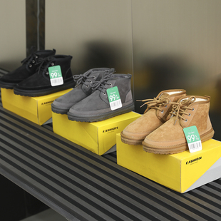 出口单 99.99美刀 仿皮毛一体 冬季男士加绒加厚防滑工装雪地靴