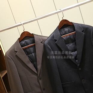 高级压花面料 羽绒西服 柜3000 90鸭绒 男高端商务西服西装