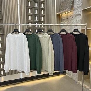 纯色休闲打底长袖 人手3件起 男士 亲肤舒适 T恤上衣 精纱竹节棉