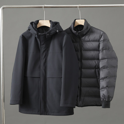 柜3000+！高端三合一！可脱卸羽绒内胆！90鸭绒！男士连帽羽绒服