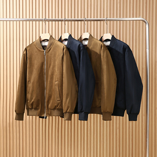 鼎奢质感 高级麂皮绒 羊毛填充 男士老钱风棒球领飞行员棉服夹克