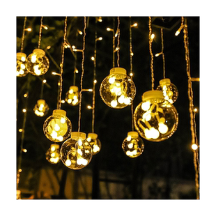 户外氛围灯庭院花园布置太阳能灯串防水彩灯瀑布灯装饰灯带窗帘灯