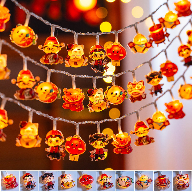 2026新款红灯笼灯带挂饰新年彩灯小灯串led过年户外马年阳台装饰