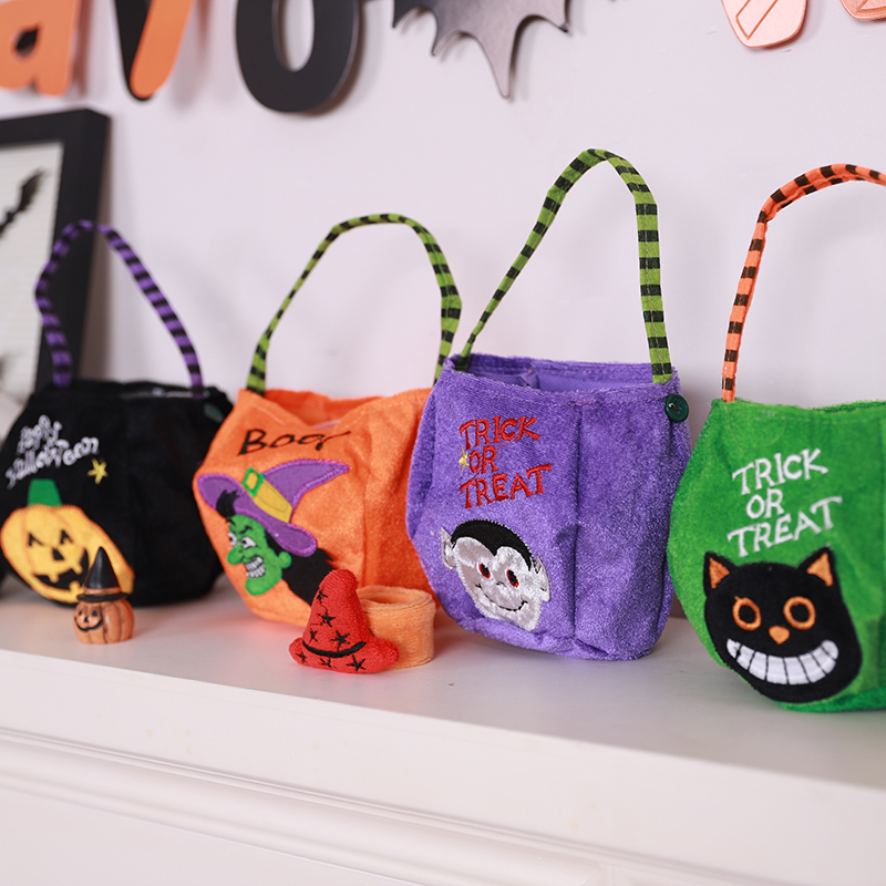 万圣节装饰品手提讨糖袋儿童玩具幼儿园装扮道具礼品袋子南瓜礼物