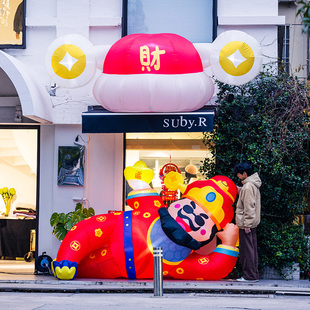 新年充气财神爷气模大型摆件过年春节户外商场门口装饰品氛围布置