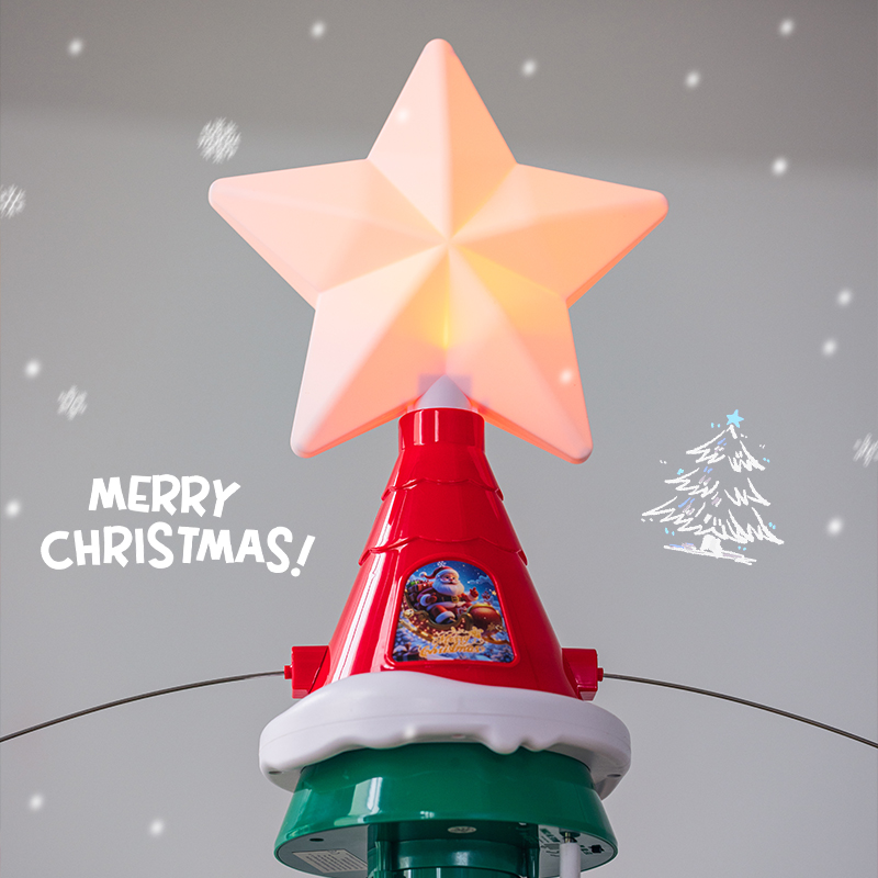 圣诞节旋转树顶星大型圣诞树装饰diy发光星星灯摆件挂饰场景布置