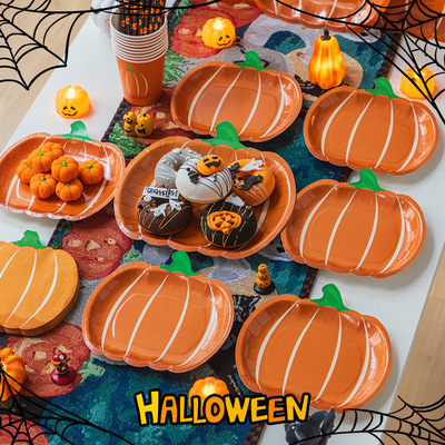 万圣节装扮一次性纸碟纸杯餐具