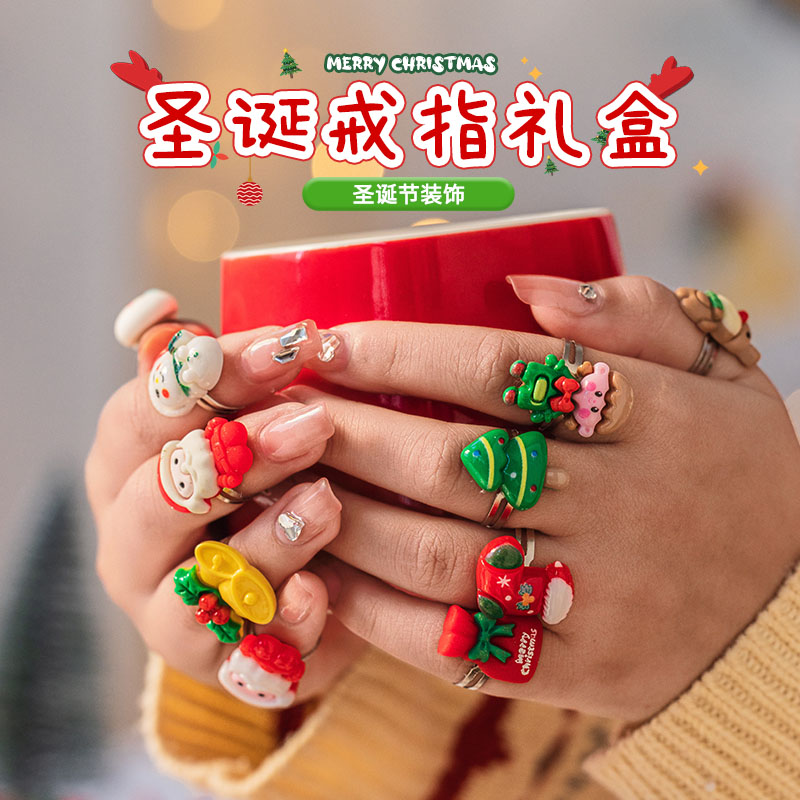 圣诞节装饰发光圣诞老人戒指