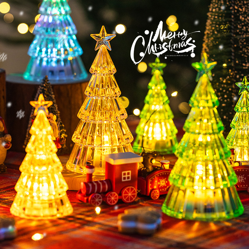 圣诞节装饰品发光水晶圣诞树