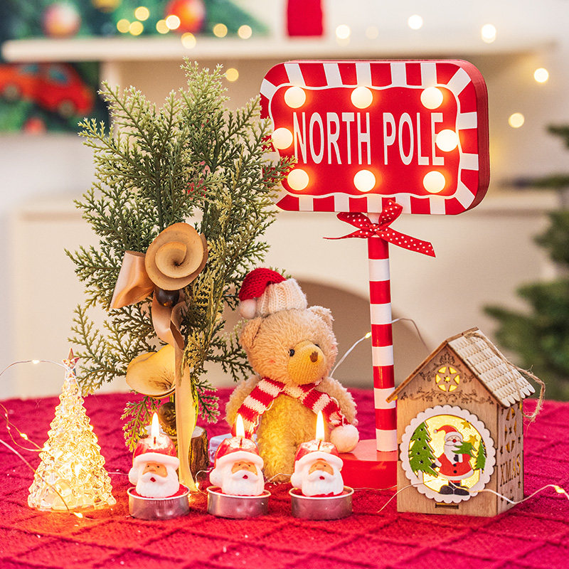 圣诞节装饰品场景布置创意桌面餐桌装扮道具圣诞树套餐发光小摆件