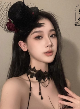 黑色项链配饰复古气质蕾丝choker锁骨链绳暗黑系颈链颈带脖子饰品