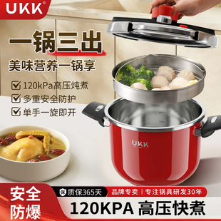 德国UKK新款304不锈钢防爆高压锅套装家用压力锅大容量官方旗舰店
