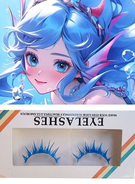 王者朵莉亚cos动漫单眼皮小美人鱼格温原神蓝色假睫毛漫画睫毛