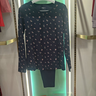 新一系YL61932新1系女100棉宽松散口印花透气秋衣秋裤内衣套装