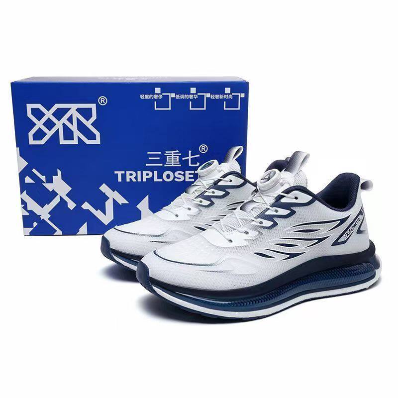 三重七正品春夏款男女情侣款网面透气爆米花旋转扣休闲减震气垫鞋