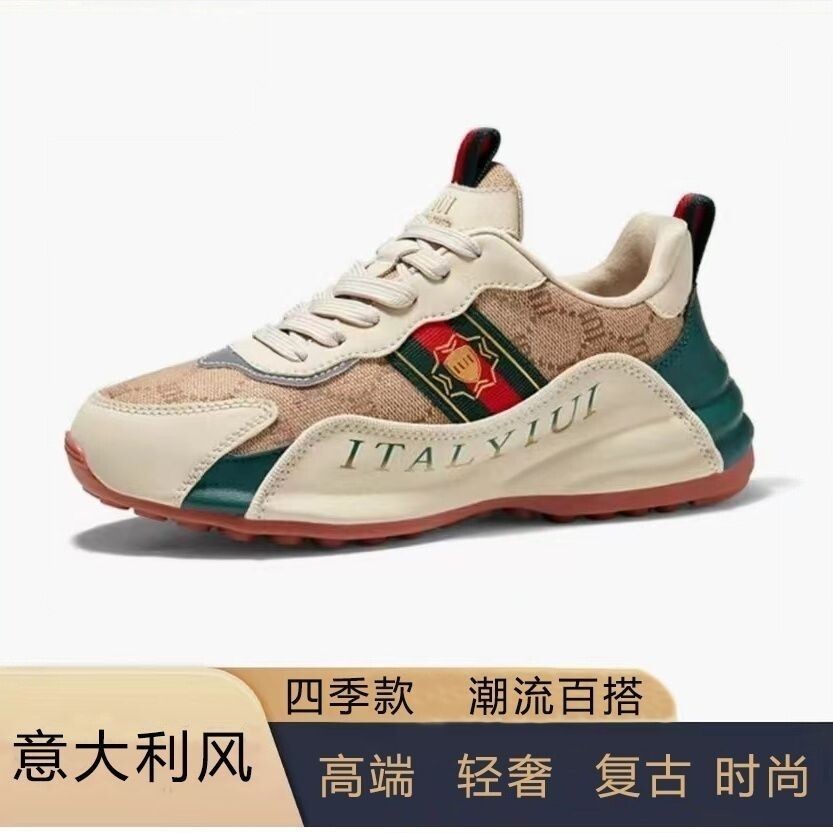 复古休闲鞋意大利运动鞋男鞋情侣轻便软底软面高端轻奢冰丝四季款