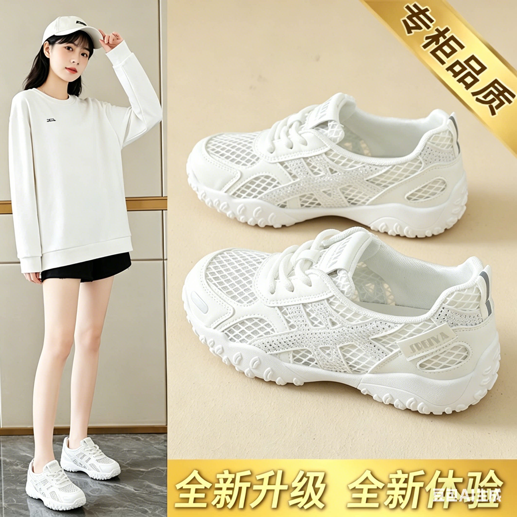 女鞋夏季网面透气薄款网鞋跑步减震轻便运动鞋超轻软底德训小白鞋