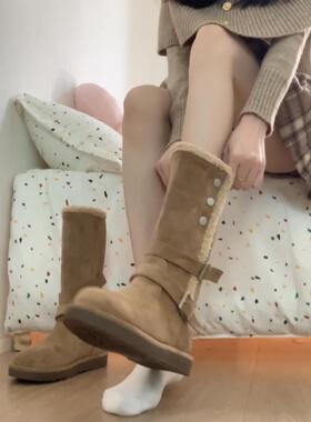 牛皮版！两穿设计加绒保暖雪地靴女2025冬季新款皮带扣毛毛靴棉靴