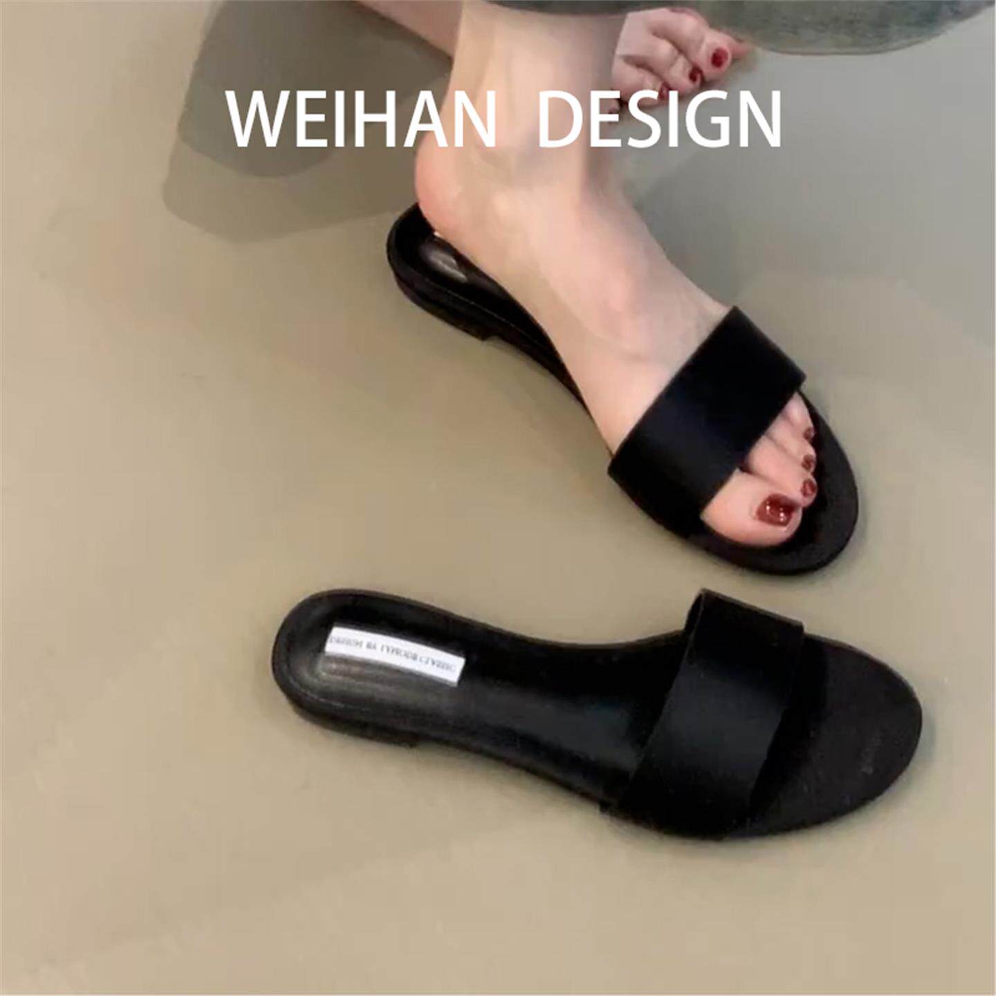 羊皮版！平底一字拖鞋设计感凉拖鞋女外穿夏季软底沙滩鞋凉鞋高级