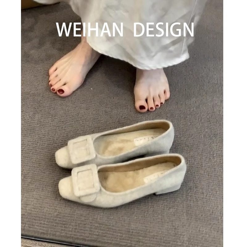 羊皮版！法式玛丽珍鞋女秋冬加绒